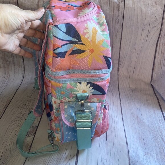 Matilda Jane Women’s Everything Packed Cooler Backpack Pink Blue Floral - Picture 8 of 13